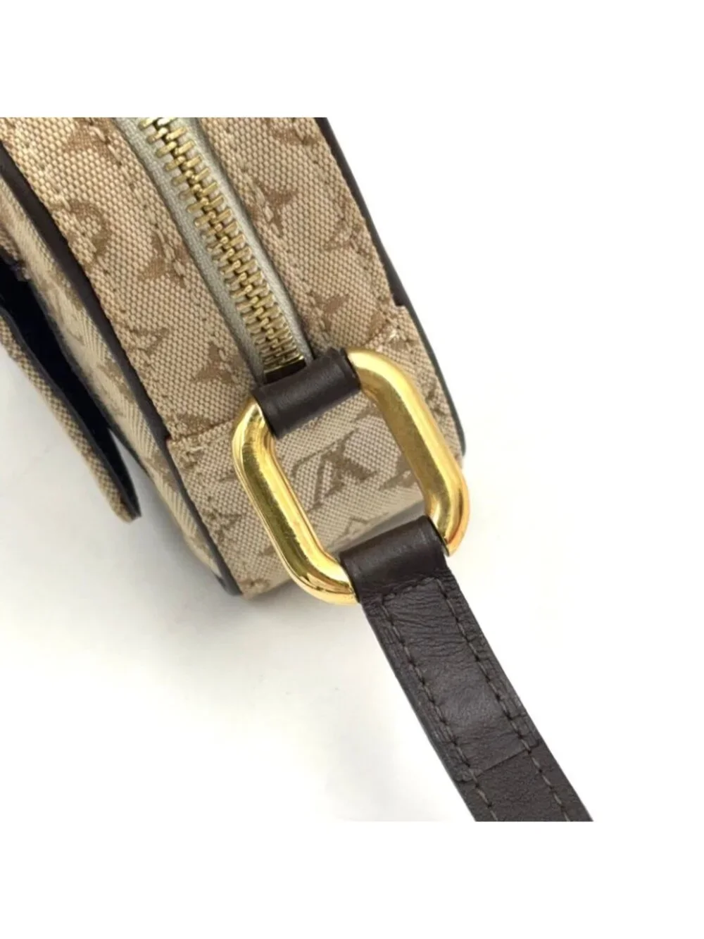 Louis Vuitton Juliette MM Monogram Mini Khaki Leather Canvas Dark Brown Beige